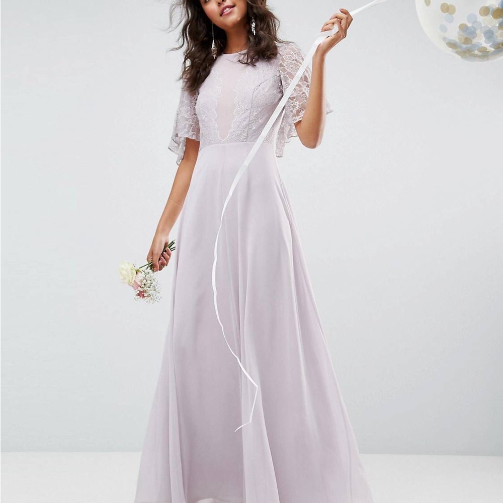Pale lavender lilac lace bridesmaid dress - ASOS size 6 (US)